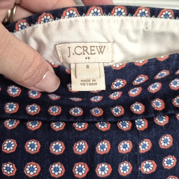 J. Crew Navy Blue Floral Boho‎ Paisley Cotton Shorts Womens 8 - Picture 11 of 16